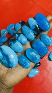 Hémimorphite bleue naturelle de qualité AAA, pierre précieuse en vrac, beau cabochon certifié avec diamètre de trou personnalisé pour la fabrication de bijoux - Product Image 3