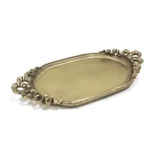 Plateau de service décoratif léger en fer métallique de couleur or pour Dessert autres plats ustensiles de cuisine long plateau plateau plateau approvisionnement - Product Image 1