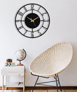 Reloj de pared de metal negro redondo moderno, diseño minimalista elegante, perfecto para sala de estar, dormitorio, oficina y decoración de pasillo - Product Image 1