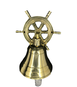 Trendy Nautical Shiny Solid Brass <b>Ship</b> Bell 4" with <b>Ship</b> <b>Wheel</b> Wall Hanging High Quality Best Nautical <b>Ship</b> <b>Wheel</b> Handmade Decor - Product Image 2