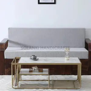 Латунная отделка металлический журнальный столик для гостиной с фарфоровым верхом для домашней мебели