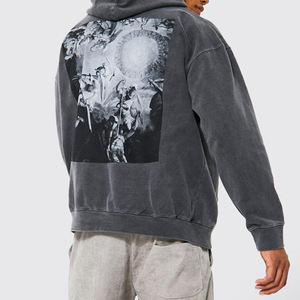 Sweats à capuche délavés à l'acide 100% coton biologique avec imprimé graphique personnalisé pour hommes avec logo et étiquette personnalisés avec expédition rapide - Product Image 4