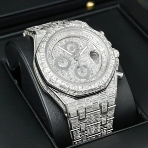 Nueva llegada de lujo muy personalizado totalmente helado Baguette Moissanite diamante reloj único estilo Hip Hop inoxidable mecánico - Product Image 3