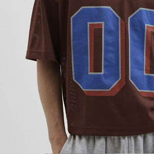 Microfibre unisexe maille football américain maillot T-Shirt confortable tissu doux Logo personnalisé coupe surdimensionnée court respirant rapide - Product Image 5