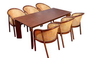 Juego de comedor de 6 piezas moderno Michelin, sillas traseras de ratán, madera de Fresno marrón, convertible, plegable para uso en comedor de apartamento de Hotel - Product Image 1