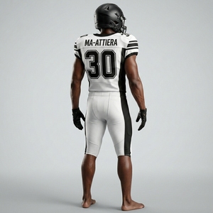 Custom White Black American Football Jersey <b>Padded</b> <b>Pants</b> Team Uniform Number 30 OEM ODM Wholesale Sportswear - Product Image 3