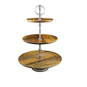 Solid Wooden Cake Stand Birthday Cake and Sweet Server Walnut Finishing Tableware Accessories Stylish Cake <b>Tool</b> - Product Image 2