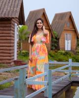 Robe maxi en fausse fourrure à l'aspect époustouflant avec un magnifique imprimé floral, tenue de soirée estivale, design élégant