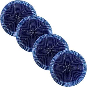 Handcrafted Classic Style Round <b>Beaded</b> <b>Coaster</b> Jute Glass Material for Dining Table Wedding Christmas Family Gatherings Parties - Product Image 5