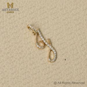 Pave Diamond Initial J Pendentif 14k Breloques en or massif pour bijoux Cadeaux d'anniversaire Alphabets, lettres - Product Image 3