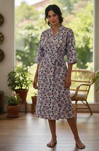 ชุดคลุมกิโมโนผ้าฝ้ายพิมพ์ลายดอกไม้ คอตตอนแท้ รุ่นใหม่ล่าสุด - Product Image 5