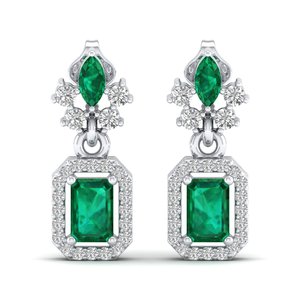 Reyes ต่างหูทอง14K สง่างามชั่วนิรันดร์อัญมณี1.33กะรัตมรกต - Product Image 2