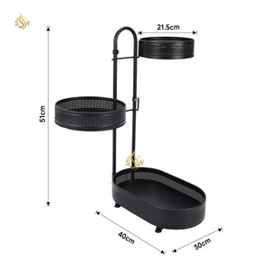 Support de stockage d'épices en métal luxueux 3 couches Top vente fait à la main de haute qualité couleur noire support décoratif Kitchne Ware - Product Image 3