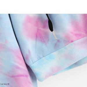 Alta calidad de las mujeres de hombro frío Tie Dye Pullover Hoodies Casual Ladies Sexy Crop Top Pullover Hoodies - Product Image 3