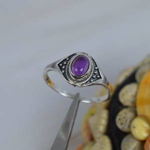 Purple Amethyst Ring 925 Sterling Silver Handmade Jewelry February Birthstone Oval Gemstone Ring for Women - Product Image 3
