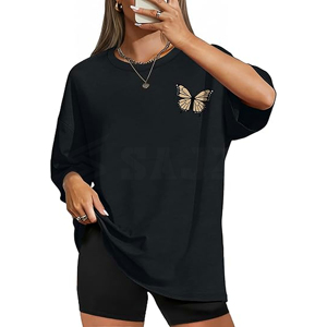 เสื้อยืดคอกลมโอเวอร์ไซส์สำหรับผู้หญิง ลายกราฟิก แขนสั้น สวมใส่สบาย ทรงหลวม ระบายอากาศได้ดี เป็นมิตรกับสิ่งแวดล้อม เหมาะสำหรับออกกำลังกาย - Product Image 1