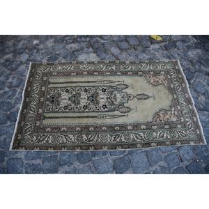 พรมสีเบจและสีน้ำตาลสไตล์ตุรกีโบราณทำด้วยมือขนาด2.6 x 4.6ft สี่เหลี่ยมพื้นที่ขนาดใหญ่ทรงสี่เหลี่ยมผืนผ้าสำหรับห้องนั่งเล่นหรือห้องนอนสำหรับวัยรุ่น - Product Image 4