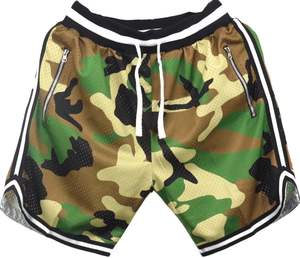 High Quality Men's Plus Size Summer <b>Shorts</b> Breathable Mid-Waist Mesh <b>Zip</b> <b>Pockets</b> Oxford Fabric Sublimation Camouflage Drawstring - Product Image 1