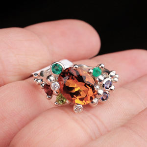 Belle bague multi-pierres naturelles pour femmes 925 mariage en argent sterling massif certifié IGI bijoux en gros pour les fournisseurs - Product Image 2