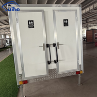 Cabine Sanitaire Portable de 3 Mètres pour Chantier Temporaire avec Toilettes et Lavabo, Remorque Sanitaire Remorquable