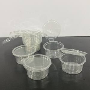 Precio bajo de fábrica desechable PET salsa contenedor plástico salsa tazas 2oz 60ml con tapa con bisagras para pequeño transparente para llevar - Product Image 6