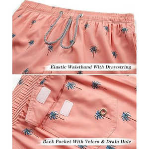 Shorts de bain pour hommes à séchage rapide, taille basse, avec doublure en mesh, en polyester et élasthanne, pour la plage et la natation - Product Image 4