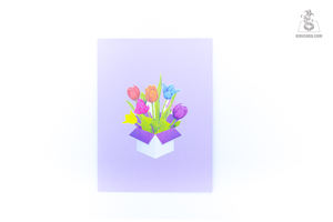 OEM Vente en gros Carte pop-up 3D multicolore Tulipes Carte de vœux en papier artisanal du Vietnam Impression offset - Product Image 4