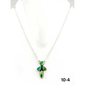 Collar de Oro y Platino del Suroeste Sonori con Perla de Agua Dulce y Turquesa Engastada en Bisel, con Patrón de Plantas en Platino Rodio - Product Image 4
