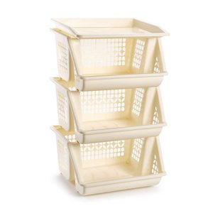 Ripiano in plastica Beige senza BPA a 3 livelli 36x29x63 cm Organizer per frutta e verdura da cucina - Product Image 1