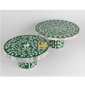 Centre de table élégant et écologique fait à la main au Vietnam, décor de table, support à gâteau incrusté de nacre, passe au lave-vaisselle, vente en gros - Product Image 2