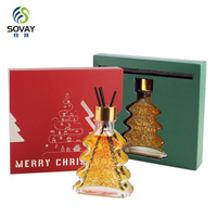Bouteille vide exquise en gros, 100 ml 200 ml, transparente, en forme de sapin de Noël, en verre, pour aromathérapie, avec bouchon à vis