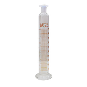 Cylindre de mesure tactique en verre borosilicate, avec bouchon à Joint en verre au sol et Base ronde - Product Image 4