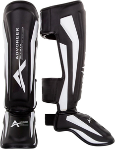 Espinilleras de protección de artes marciales MUAY THAI MMA para Kickboxing Espinilleras de cuero Premium - Product Image 3