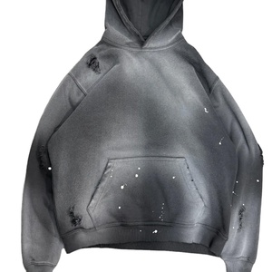 Sweat-shirt à capuche personnalisé noir en coton épais pour homme - Product Image 1