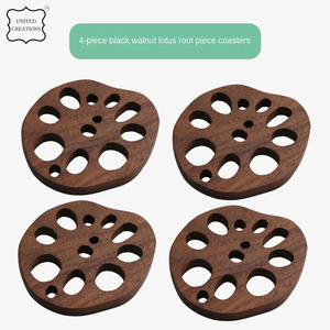 Sous-verres créatifs OEM en bois de noyer pour le thé Tapis de tasse de style classique Conception de coupe de fromage en forme de fleur naturelle Coussinets classiques OEM" - Product Image 6