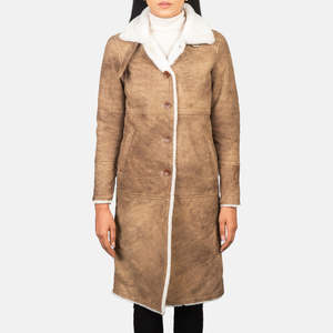 Manteau parka réversible en peau de mouton tissée marron pour femme, imperméable, design imprimé décontracté, tailles XS-XL - Product Image 5