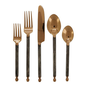 Ensemble de couverts de style européen en métal acier inoxydable argent poli avec poignée en relief finition nickelée - Product Image 4