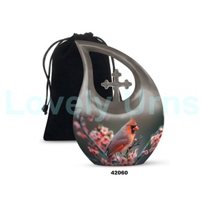 Urna Funeraria Grande en Forma de Lágrima para Cenizas Humanas, con Cruz Decorativa, Incluye Bolsa de Terciopelo Gratis - Product Image 6