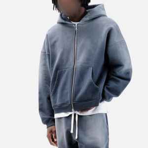 Sweat à capuche épais à fermeture éclair Street Pro Factory Direct, style streetwear, sweat à capuche en molleton à fermeture éclair, vente en gros, sweat à capuche uni personnalisé imprimé à l'écran - Product Image 3