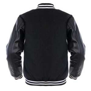 Chaqueta Varsity de Invierno Hecha a Mano con Mangas de Cuero y Cuello Alto para Hombre y Mujer - Product Image 3