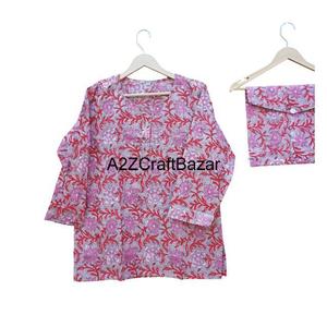 Ensemble de pyjama long confortable 100% coton, robe de nuit douce, vêtements de nuit pour adultes, imprimé numérique floral, lisse, respirant, élégant, vêtements de nuit d'été - Product Image 6