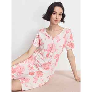 Robe de détente pour femmes de qualité supérieure, col en V, tissu en bambou, robe de nuit douce personnalisée, pyjamas en coton pour femmes, fabricant - Product Image 3