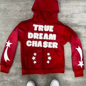 Haute qualité hommes fermeture éclair broderie en détresse sweats à capuche hommes haut tendance 3D motif polaire prix de vente - Product Image 4