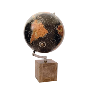 Producto estándar superior Globo de papel Base de madera Acabado vintage Mapa del mundo Estructura interior educativa Modelo Geografía Artículo - Product Image 4