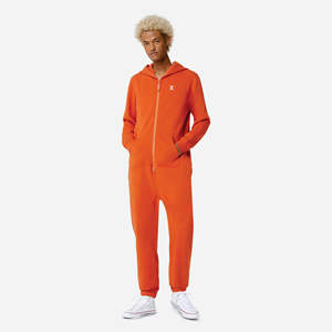 80% coton 20% Polyester dos brossé coton à l'intérieur fermeture éclair bidirectionnelle de qualité Orange unisexe Original Onesie - Product Image 1