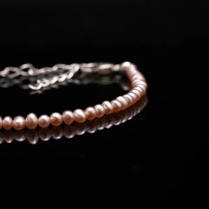 LUSTRE Rare Pink Freshwater Pearl <b>Beaded</b> <b>Bracelet</b> 925 Silver <b>Gold</b> Plated Vintage Style Unisex Valentine's Day & Wedding Gift - Product Image 5