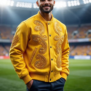 เสื้อเบสบอลสำหรับผู้ชายเสื้อแจ็กเก็ตเบสบอลแขนเสื้อแบบเปิดลงปักลายตัวอักษรเสื้อสเวตเตอร์แบบลำลองงานตามสั่ง - Product Image 4