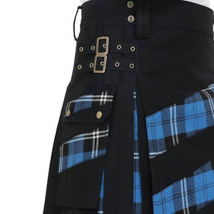 Kilts pour hommes en coton hybride moderne noir et bleu tartan Ramsay à rayures croisées - Product Image 6