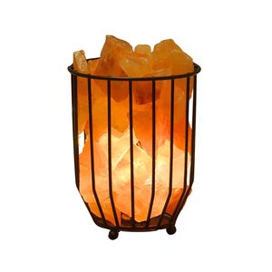 Lámpara de cristal de sal Rosa alimentada por USB en diseño de cesta de hierro metálico con control de interruptor de atenuación estilo piramidal - Product Image 6