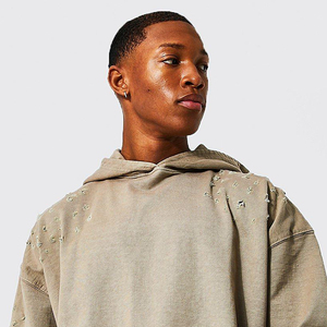 Sweat à capuche en coton épais et épais de haute qualité pour hommes, sweat à capuche surdimensionné en polaire à épaules tombantes pour l'automne ODM - Product Image 2